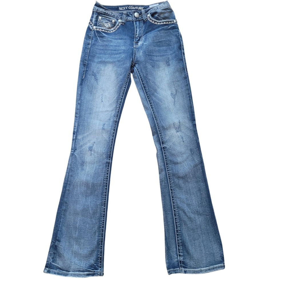 Sexy Couture Womens Bootcut Jeans 1 Rhinestone Embellished